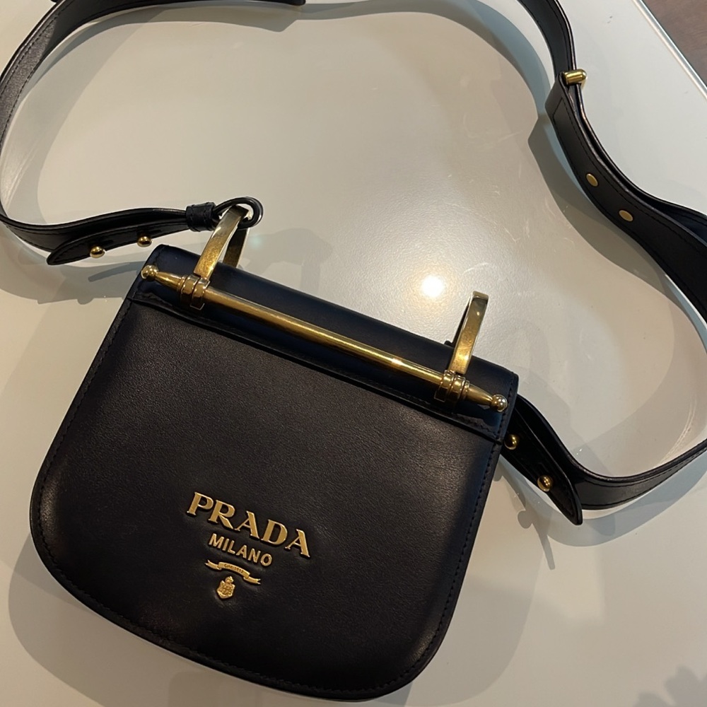 Prada Black Leather Crossbody Bag with Gold Hardware